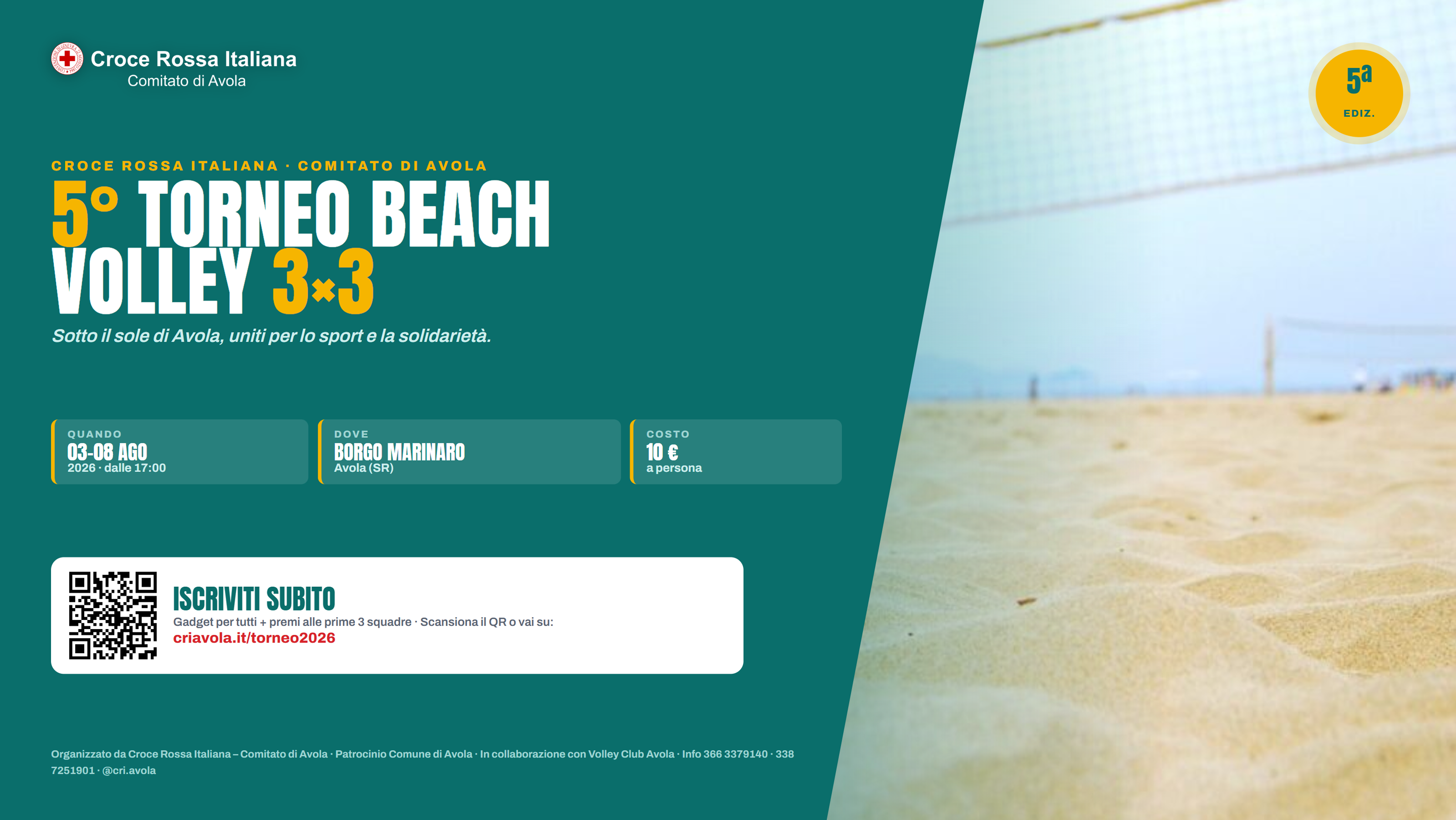 5° Torneo di Beach Volley 3x3 ad Avola: sport e solidarietà sotto il sole di agosto